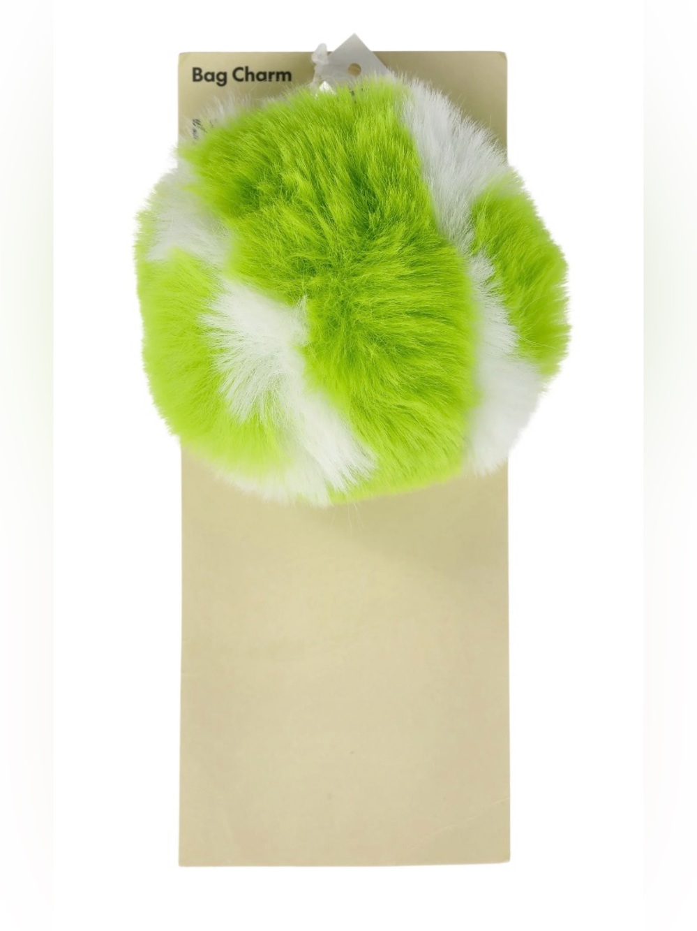 NWT bag charm Lime Green and White Faux Fur Pom-Pom Key Ring